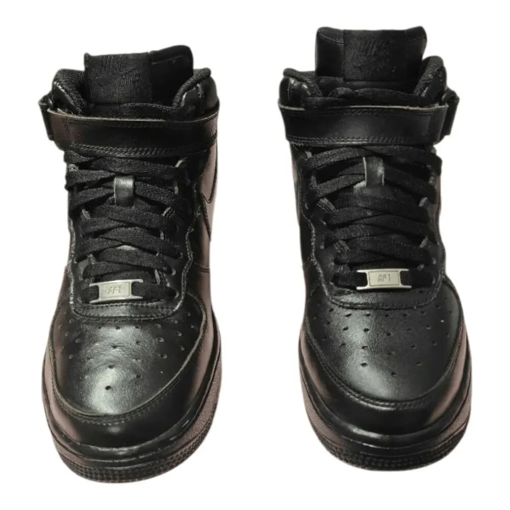 NIKE Air Force 1 Mid 'Triple Black' Sneakers Size 6.5Y/W8